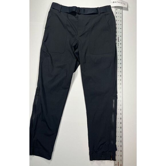 NWT Athleta Trekkie Belted Pant Ankle Zip Ripstop Travel UPF Black Pant Size 8 - Picture 10 of 16